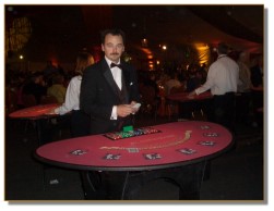 Blackjack dealer waiting for more guests to arrive