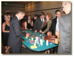Players having fun at the roulette table at a casino event