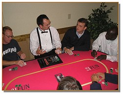 Dealers entertaining the guests at a casino night